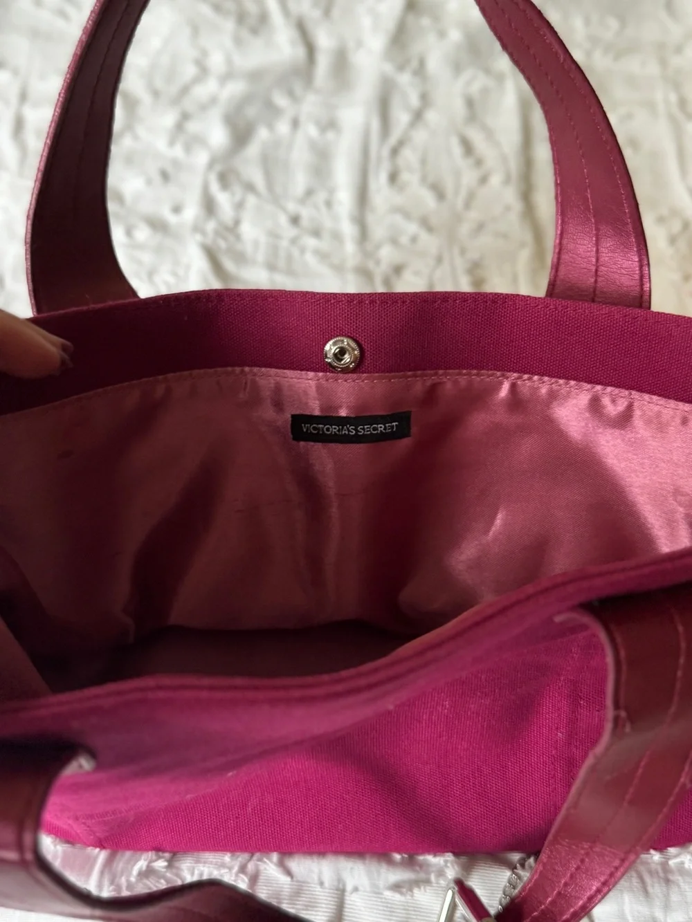 Victoria's Secret Burgundy Satin-Trim Tote